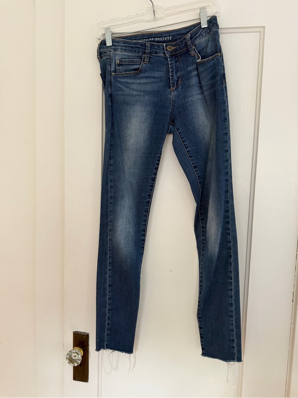 Articles Of Society Dark Blue Skinny Jeans with Frayed Hem